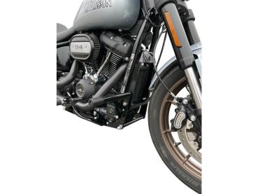 Club Style Engine Guard for M8 Softail with Oil Cooler Protection Black Powder Coated