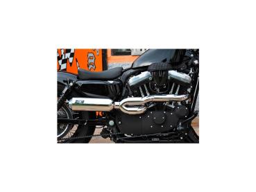 BSL Exhaust Bomb V2 Exhaust System , Polished Smooth Heat Shield, Polished Adjustable High End Cap, Polished 4"- BSL Auspuffanlage für Harley Davidson 04-16 Sportster