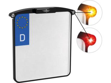 ALL-IN-ONE NANO Kennzeichenhalter License Plate Base Plate 3 in 1 and License Plate Light, German Size 200x180mm Black Anodized