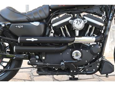 BSL Drager Drag Exhaust System , Polished Smooth Heat Shield, Polished Smooth End Cap, Black 2,5" – 04-16 Sportster, (except 08-10 XR1200, 10-13 XR1200X) 14-16 Require Oxigen Sensor Bung Reducer 670859