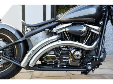 BSL Rainbow V2 Auspuffanlage, ohne Hitzeschild, poliert Smith and Listen Endkappe, poliert 2,5" – 87-16 Softail, (außer 13-14 FXSBSE, 14-16 FXSB, 16 FXSE, 08 FXCW, 08-11 FXCWC, 09 FXSTSSE3) 12-16 benötigt Lambdasonden-Reduzierstück 670859
