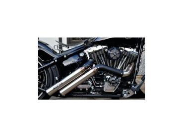 BSL Firestarter Auspuffanlage, schwarz Hole Hitzeschild, schwarz glatt Endkappe, Outline 2,5" – 87-16 Softail 12-16 benötigt Lambdasonden-Reduzierstück 670859