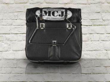 Motorradtasche MCJ Black Python Exclusive Bag Seitentasche Leder mit Halterung für Harley , Victory, Kawasaki, Triumph, Royal Enfield.