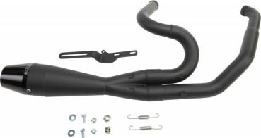 Hochleistungs Auspuffanlage 2 in 1 in Edelstahl / Schwarz Ceramic Handgefertigt mit Schweissnaht Optik für Harley Davidson Touring FLH/FLT Bj. 2017 bis 2023 - Sawicki Shorty 2-into-1