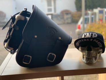 Choppers n Partys Softail Schwingentasche mit Flaschenhalter Ledertasche Tasche Seitentasche