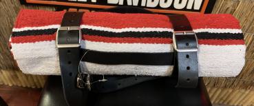 Mexican Serape Decke  Roll-up Blanket with  Leather Belts mit Ledergürtel in verschiedene Farben Chicano Decke Harley Davidson