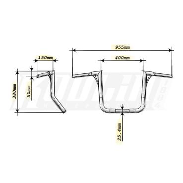 Kodlin, 1.4" FlowBar bagger handlebar. 38cm high. Black