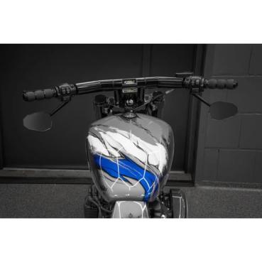Killer Custom, 'Champion T-Bar Mega Lenker 4". schwarz – 2004–2024 · H-D mit 3.5" riser mount hole spacing mit square digital speedo or KOSO D2 speedo (ausgenommen hydraulic clutch models)
