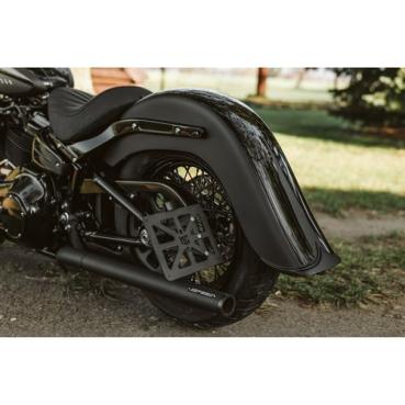 Killer Custom, 4" verlängert Hinterradschutzblech mit klassischer Endkappe – 2018–2026 · Softail: 18-20FXBB Street Bob 107; 21-24FXBBS Street Bob 114; 25-26 FXBB Street Bob 117; 20-24FXST Standard 107; 18-20FXLR Low Rider 107 (ausgenommen FXLRS models)