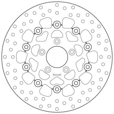 Brembo schwimmend gelagerte Edelstahl-Bremsscheibe vorne – 00-14 Softail; 00-05 Dyna; 00-07 FLT/Touring; 00-13 XL Sportster; 08-12 XR1200