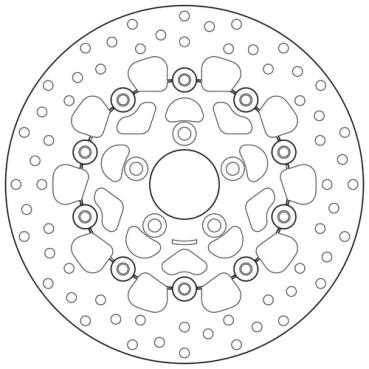 Brembo schwimmend gelagerte Edelstahl-Bremsscheibe hinten – 00-26 Softail (außer 2017 FXSE); 00-17 Dyna (außer FXDLS); 00-07 FLT/Touring; 00-10 XL Sportster