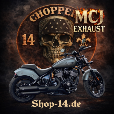 MCJ - 2 in 2 Endtöpfe 90 Durchmesser  in Chrom oder Schwarz mit Endkappen wählbar - INDIAN CHIEF FÜR EURO 5