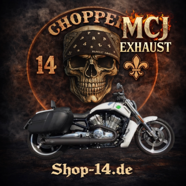 MCJ - 2 IN 2 Ovale in Schwarz oder Chrome mit abgeschrägten Endkappen - V-ROD MUSCLE