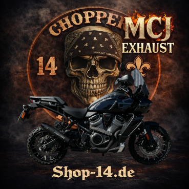 MCJ - 2 in 1 Megaphone Short Komplettauspuffanlage EURO 5 inkl. Krümmer  in Chrom oder schwarz mit E-Zulassung  - PAN AMERICA AB BJ. 2021