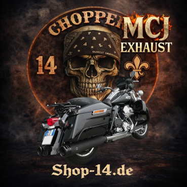 MCJ - 2 in 2 Edition 120 Durchmesser,  in Schwarz oder Chrom, mit Endkappen B080 oder B073 - TOURING , Street Glide , Road Glide , Road King  bis BJ. 2016