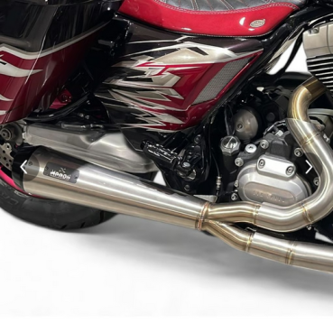 Malparidos  2-1 exhaust system in Stainless Steel with a brushed 'Works' finish- für Harley Davidson 07-16 6-sp Touring up to 110" (excl. Ultras) (NU) Euro 3 Euro5 Auspuffanlage ECE-Typgenehmigung
