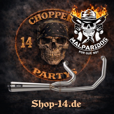 Malparidos  2-1 exhaust system in Stainless Steel with a brushed 'Works  - für Harley Davidson M8 Softail - 18-24 M8 Softail up to 117" (excl. Fatboy, Breakout) (NU) EURO4 Euro5 Auspuffanlage ECE-Typgenehmigung