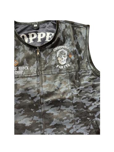 Choppers n Partys Lederweste Camo Grau Leder  Biker, Bikerweste, Kutte