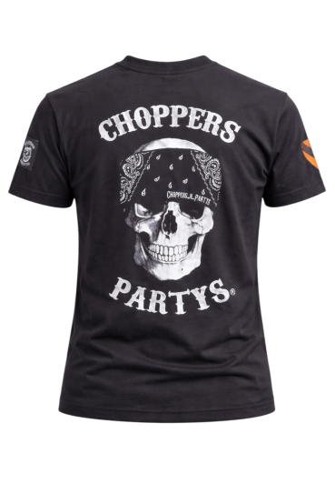 CnP Choppers n Partys -  Yellow Skull (Herren) T-Shirt Schwarz Totenkopf Biker Motorrad