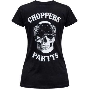 CnP Choppers n Partys - Yellow Group  (Damen) T-Shirt Schwarz Totenkopf Biker Motorrad