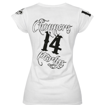 Damen White Bandana Skull T-Shirt