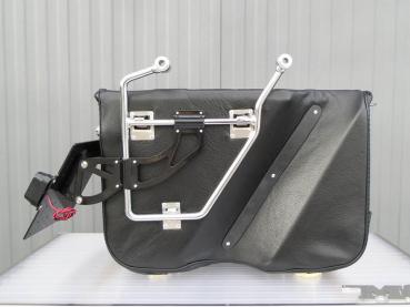 Motorradtasche MCJ Black Python Exclusive Bag Seitentasche Leder mit Halterung für Harley , Victory, Kawasaki, Triumph, Royal Enfield.