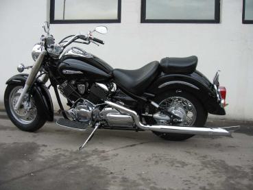 MCJ - 2 in 2 Cross Over , in Schwarz oder Chrom, mit Krümmer und Hitzeschutz  alle Halterungen dabei - YAMAHA DRAGSTAR 1100