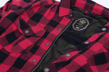 WCC WEST COAST CHOPPERS - WCC - DOMINATOR KEVLAR RIDING FLANEL SHIRT - RED/BLACK