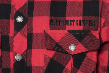 WCC WEST COAST CHOPPERS - WCC - DOMINATOR KEVLAR RIDING FLANEL SHIRT - RED/BLACK
