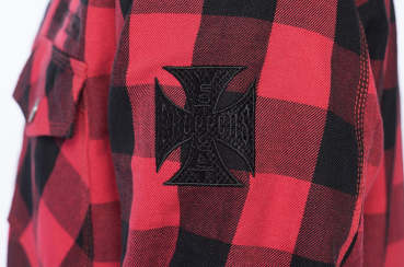 WCC WEST COAST CHOPPERS - WCC - DOMINATOR KEVLAR RIDING FLANEL SHIRT - RED/BLACK