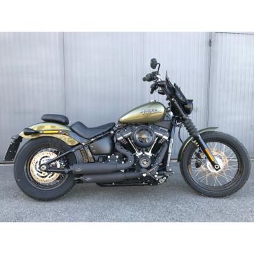 MCJ - 2 in 2 Big Short, in Schwarz oder Chrom, mit Krümmer, Hitzeschutz (mit oder ohne Löcher), Halterungen und  Endkappen wählbar - DYNA FAT BOB - WIDE GLIDE - LOW RIDERS S MODELS 2017