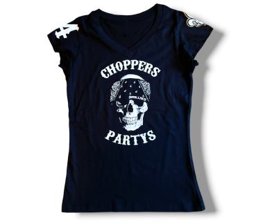 CnP Black Bandana Skull DAMEN TALLIERT - Shirt Schwarz Totenkopf  Motorrad