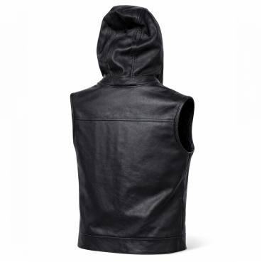 Choppers n Partys Lederweste  Black mit Kapuze