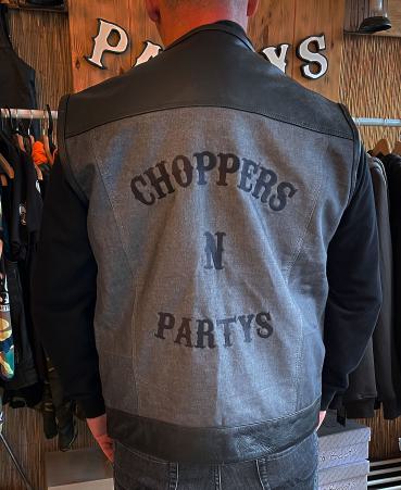 Choppers n Partys Lederweste Leder/Jeans Grau Biker