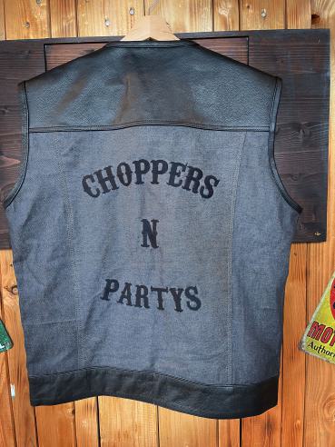 Choppers n Partys Lederweste Leder/Jeans Grau Biker