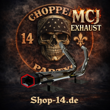 MCJ - 2 in 1 Black Nickel , in Schwarz , mit Krümmer, Hitzeschutz - FÜR SOFTAIL DELUXE - CROSS BONES - SLIM VON 2007 BIS 2016