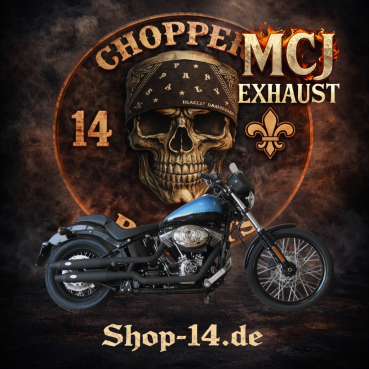 MCJ - 2 in 2 Royal in Schwarz oder Chrom mit Hitzeschutzblech (mit Löcher oder ohne) Endkappen wählbar - SOFTAIL BREAKOUT BIS BJ. 2016