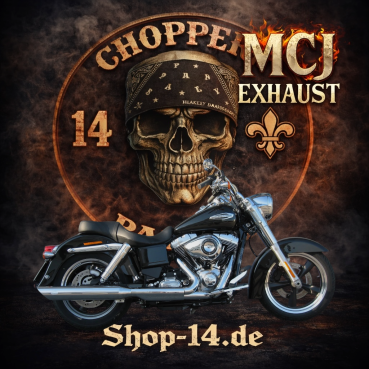 MCJ - 2 in 1 Schalldämpfer mit  Slash Cut Endkappe 45 Grad  in schwarz oder Chrom - DYNA SWITCHBACK