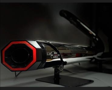 MCJ - 2 in 1 Megaphone Short Komplettauspuffanlage EURO 5 inkl. Krümmer Hitzeschutzbleche in Nickel Schwarz Chrom  mit E-Zulassung  - TOURING , Street Glide , Road Glide , Road King AB BJ. 2021