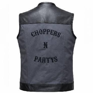 Choppers n Partys Lederweste Leder/Jeans Grau Biker