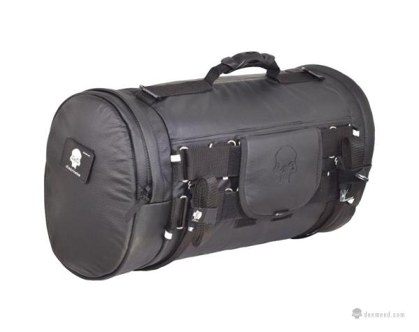 Rollbag Lenkrad oder Sitz Reisetasche MEDIUM (35L) Motorrad in Cordura, Reflektive Skull oder Leder Motorradtasche