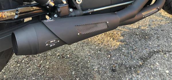 MCJ - 2 in 1 Megaphone Short Komplettauspuffanlage inkl. Krümmer Hitzeschutzbleche in Chrom oder schwarz mit E-Zulassung  - TOURING , Street Glide , Road Glide , Road King  bis BJ. 2016