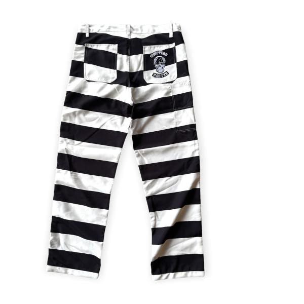 PRISON PANTS POLYESTER LEICHT OHNE AUFSCHRIFT - GEFÄNGNIS HOSE GESTREIFT BIKER MOTORRAD