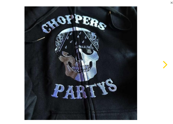 CnP Voll Gesticktes Choppers n Partys Black Skull Bandana Zipped Hood Hoodie in Schwarz Totenkopf Biker Motorrad