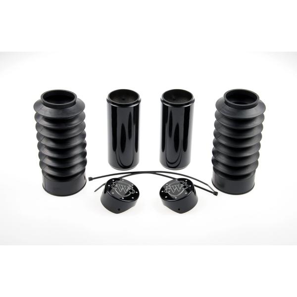 Cult-Werk 6-teilig Gabelrohr-Abdeckungsset. glänzend schwarz. Logo – 18-26 Softail Breakout: 18-19(NU)FXBR Breakout 107; 20-22(NU)FXBRS Breakout 114; 23-26 FXBR Breakout 117