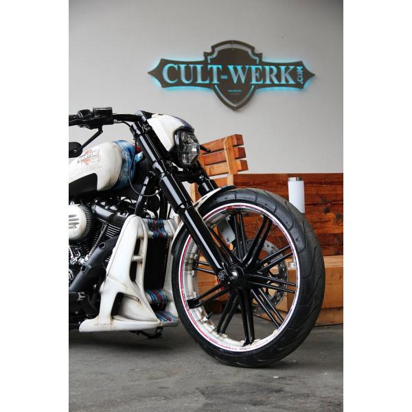Cult-Werk 6-teilig Gabelrohr-Abdeckungsset. glänzend schwarz – 18-26 Softail Breakout: 18-19(NU)FXBR Breakout 107; 20-22(NU)FXBRS Breakout 114; 23-26 FXBR Breakout 117