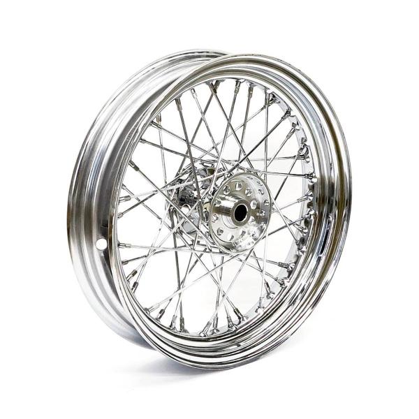 3.00 x 16 wheel 40 spokes chrome – 67-72 FL front and rear; 71-72 FX rear only