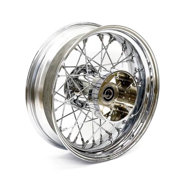 5.00 x 16 Hinterrad 40 Speichen verchromt – 09-25 Touring (ausgenommen. CVO; 24-25 FLHX, FLTRX; 2025 FLHXU) (ausgenommen. Modelle mit Reifendruckkontrollsystem (TPMS)). Modelle ohne ABS (NU)
