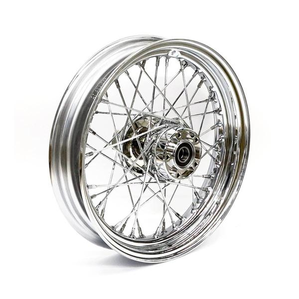 3.00 x 16 front wheel 40 spokes chrome – 08-17 FLT/Touring; FLHT, FLHR, FLTR, FLHX (No ABS)