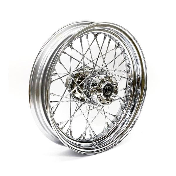 3.00 x 16 front wheel 40 spokes chrome – 08-17 FLT/Touring; FLHT, FLHR, FLTR, FLHX (No ABS)